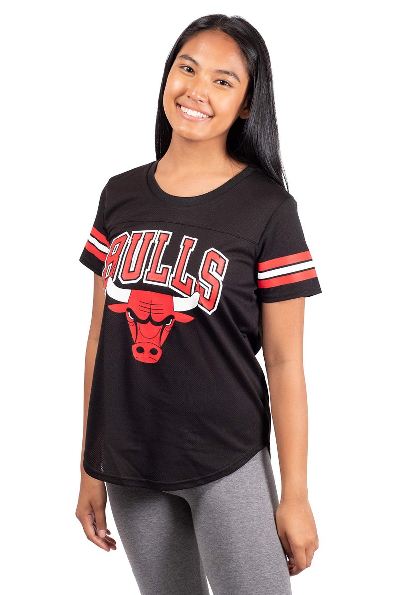 Ultra Game NBA Official Women's Soft Mesh T-Shirt, Chicago Bulls, Black, Medium - Image 1
